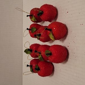 Set of 10 Vintagev Styrofoam and Glitter Apple Ornaments